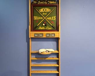 R.F. Knight "For Quality Tables" Snooker and Billiards Wall-Mounted Cue Rack with Scoreboard