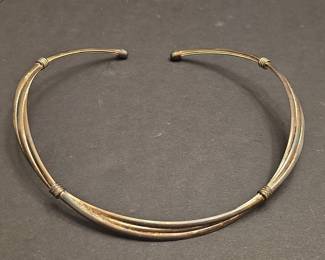Vintage Sterling Silver Multi-Strand Torque Choker Necklace