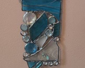 Artisan Stained Glass Wall Hanging - Abstract Blue