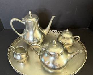 Vintage Royal Holland Pewter Tea and Coffee Service with Tray