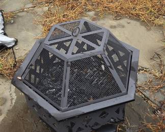 Hexagonal Outdoor Wood Burning Fire Pit with Spark Screen