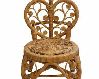 Vintage Wicker Heart-Back Child's Chair
