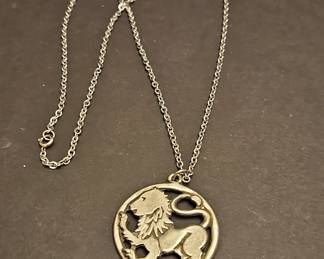 Vintage Leo Zodiac Lion Pendant Necklace