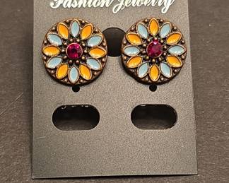 Fashion Jewelry Enamel Floral Stud Earrings
