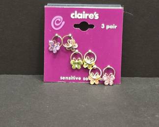 Claire's Butterfly Hoop Earring Set