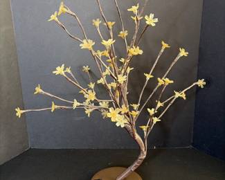 Vintage Lighted Cherry Blossom Bonsai Tree Lamp