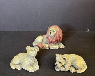 Vintage Resin Lion Family Figurine Set - "Lion's Pride"