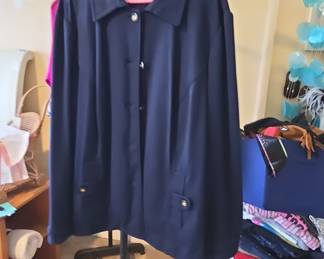 Talbots Navy Blue Button-Front Jacket with Gold-Tone Buttons