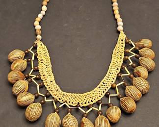 Vintage Bohemian Artisan Seed Pod Necklace