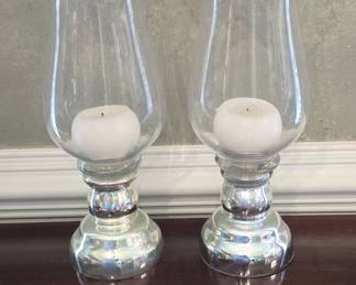 Mercury Glass Hurricane Candle Holders