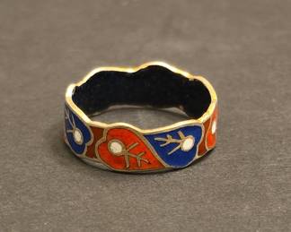 Vintage Cloisonné Enamel Band Ring