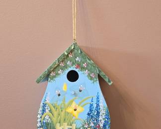 Hand-Painted Floral Wooden Birdhouse by Kathy Hatch