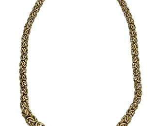 14K YELLOW GOLD BYZANTINE LINK NECKLACE 17.1 GRAMS