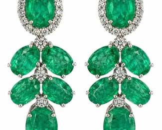 KATY HOLLDAY 10.65CT EMERALD DIAMOND EARRINGS 8G