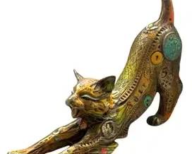 NANO LOPEZ SUZIE Q L/E BRONZE CAT SCULPTURE SIGNED