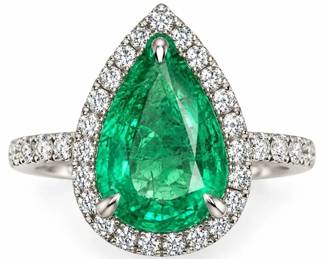 SIGNED 18K GOLD 1.66CT EMERALD & DIAMOND RING 4G