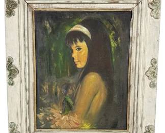PORTRAIT OF A YOUNG WOMAN WITH A DOLL OIL PAINTING