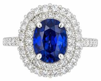 PLATINUM 1.1 CT SAPPHIRE & .70 CT DIAMOND RING 5G
