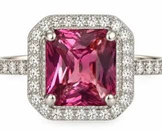GIA 2.09CT NATURAL PINK SPINEL & DIAMOND 18K RING