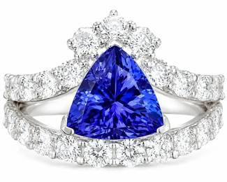 PLATINUM 2.14CT TANZANITE & 1.48CT DIAMOND RING 7G