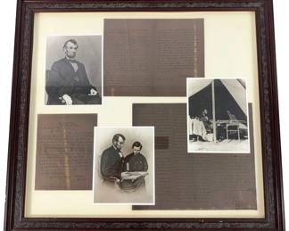 FRAMED ABRAHAM LINCOLN CIVIL WAR MEMORABILIA