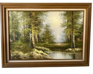 WOODED LANDSCAPE OIL PAINTING SIGNED MILLET