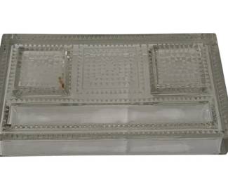 RENE LALIQUE FRENCH CRYSTAL GLASS DUAL INKWELL
