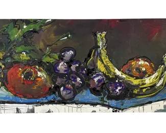 LARGE EXPRESSIONIST FRUIT STILL LIFE OIL PAINTING