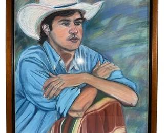 PORTRAIT OF A MAN PASTEL PAINTING SIGNED P MANNING