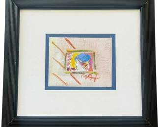 PETER MAX PROFILE FACING WEST MIXED MEDIA SIGNED