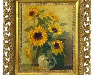 SUNFLOWERS OIL PAINTING ON BOARD AFTER VAN GOGH