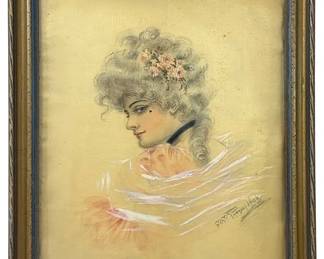 20TH C. MIXED MEDIA PORTRAIT DRAWING ARTIST SIGNED
