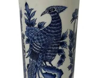 JAPANESE BLUE AND WHITE PORCELAIN BIRD VASE