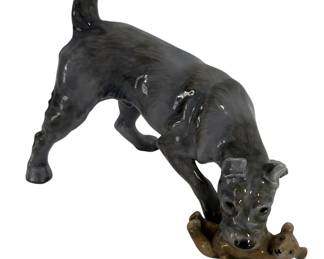 BING GRONDAHL PORCELAIN DOG W TEDDY BEAR FIGURINE