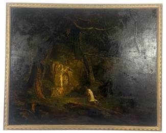 THE OLD HERMIT AT THE SHRINE PAINTING AFTER INNESS