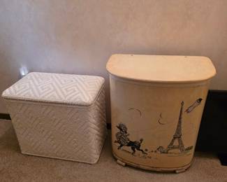 1950’s Pearl Wick Pink Poodle Vintage Hamper