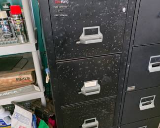 black FireKing 4-drawer vertical fire-resistant file cabinet with keys!