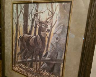 framed print titled "White-tailed Deer" by wildlife artist John A. Ruthven,