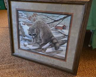 Raccoon" and created by the renowned American wildlife artist John A. Ruthven in 1982