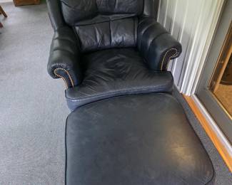 North Hickory leather chair and ottoman. Beautiful!