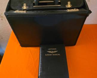 vintage Jeppesen Airway Manual leather binders with case