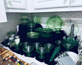 Large collection of uranium glass