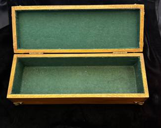 Unique felt lined coin motif wooden box