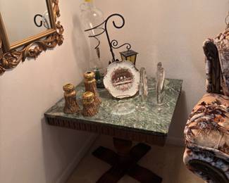 Green marble end table