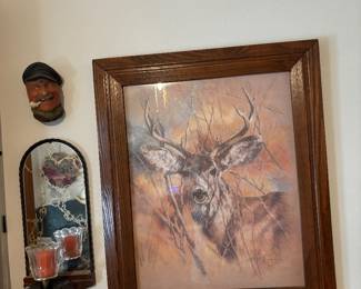 Home Interior deer picture and sconce