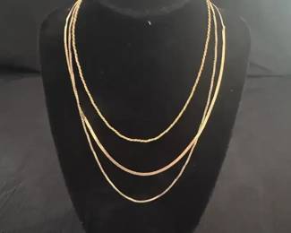14k Yellow Gold Herringbone Chain Necklace 3 Necklaces