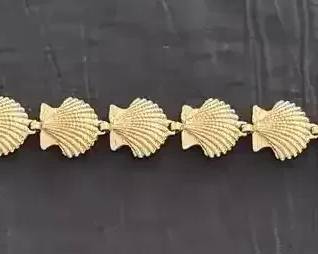 14k Vintage Gold Seashell Link Bracelet By Kabana