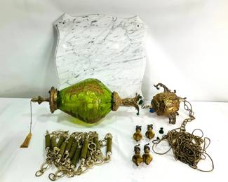 Swag Lamp with Marble Table