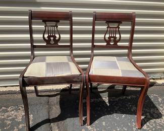 Two (2) Lyre-back Dining Chairs
