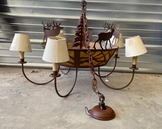 Rustic Moose-Style Chandelier